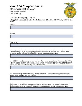 ffa officer application essay examples