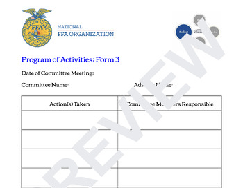 Preview of FFA POA Form 3 (Program of Activities)