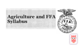 Agriculture and FFA Syllabus