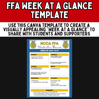 Preview of FFA Week at a Glance Template (Canva)