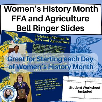 Preview of FFA Women History Month | Women in FFA and Agriculture Bell Ringer Slides