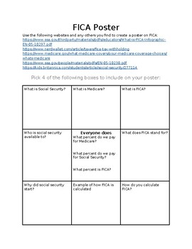 Preview of FICA- Medicare and Social Security Poster Rubric and Instructions