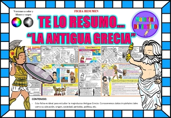 Preview of FICHA RESUMEN - Te lo Resumo... "La Antigua Grecia" (IMPRIMIBLES) |CULTURA|