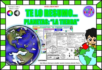 Preview of FICHA RESUMEN - Te lo Resumo... Planetas "La Tierra" (IMPRIMIBLE) |GEOGRAFÍA|