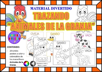 Preview of FICHAS - Trazos Divertidos "Animales de la Granja" (IMPRIMIBLES) |MUNDO ANIMAL|