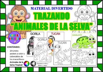 Preview of FICHAS - Trazos Divertidos "Animales de la Selva" (IMPRIMIBLES) |MUNDO ANIMAL|