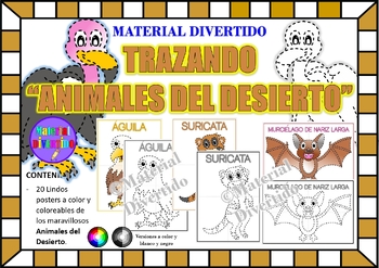 Preview of FICHAS - Trazos Divertidos "Animales del Desierto" (IMPRIMIBLES) |MUNDO ANIMAL|