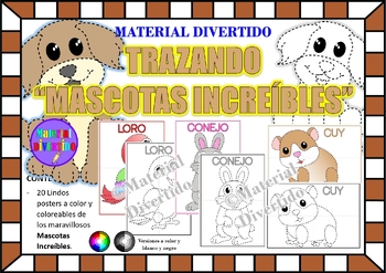 Preview of FICHAS - Trazos Divertidos "Mascotas Increíbles" (IMPRIMIBLES) |MUNDO ANIMAL|