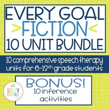 Preview of FICTION Middle & High School Speech Therapy Every-Goal 10 Unit Bundle