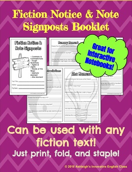 Preview of FICTION Notice & Note Signposts Question Booklet