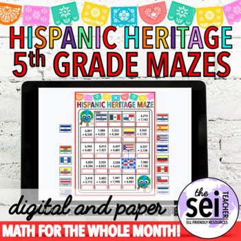 Preview of FIFTH GRADE HISPANIC HERITAGE MONTH MATH CENTERS - DIGITAL AND PRINATBLE
