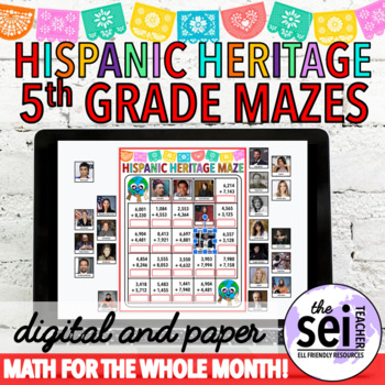 Preview of FIFTH GRADE HISPANIC HERITAGE MONTH SEPTEMBER MATH WORKSHEETS