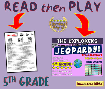 Preview of FIFTH GRADE SOCIAL STUDIES JEOPARDY! "EARLY EXPLORERS" handouts & Slides