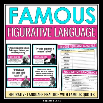 Preview of Figurative Language Activity - Famous Quotes Task Cards Labeling Activities