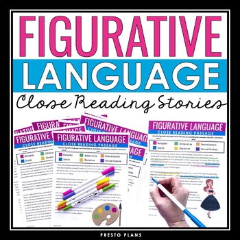 Preview of Figurative Language Close Reading Stories Assignments Literary Devices Activity