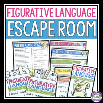 Preview of Figurative Language Escape Room Activity - Literary Devices Breakout Review