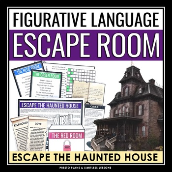 Preview of Figurative Language Escape Room Literary Devices Breakout Activity Haunted House