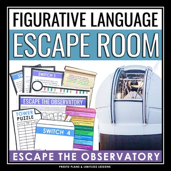 Preview of Figurative Language Escape Room Literary Devices Breakout Activity - Observatory