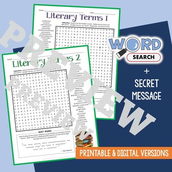 Preview of FIGURATIVE LANGUAGE & LITERARY TERMS Word Search Puzzle Activity Worksheets