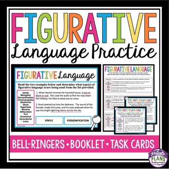 Preview of Figurative Language Bell Ringers and Task Cards - Literary Devices Practice
