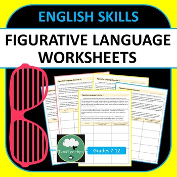 Preview of FIGURATIVE LANGUAGE WORKSHEETS High School ELA figurative language excercises