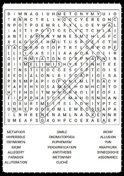 FIGURES OF SPEECH Word Search Puzzle No prep Activity Worksheet Morning ...