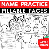 FILLABLE Name Practice Pages | Apple Theme Handwriting and