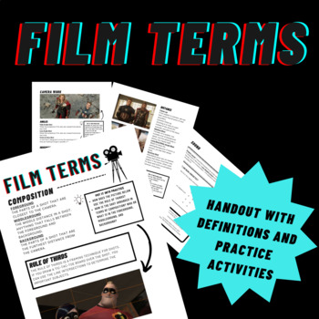 Preview of FILM TERMS - Handout/practice activity for film analysis