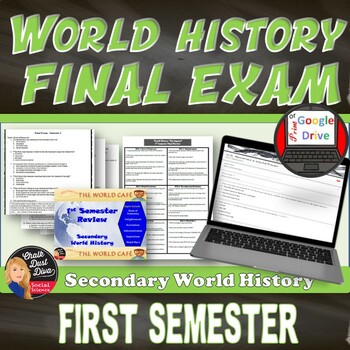 Preview of FINAL EXAM | World History First Semester & Review GAMES | Editable | Digital