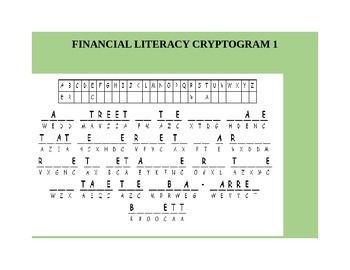 Preview of FINANCIAL LITERACY FOR STUDENTS CRYPTOGRAM