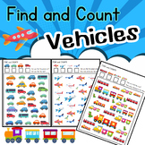 FIND & COUNT Vehicles, fun activity for kindergarten