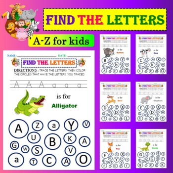 Preview of FIND THE LETTERS A-Z , a-z FOR KIDS