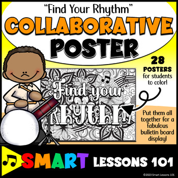 Preview of FIND YOUR RHYTHM Collaborative Poster Project Growth Mindset Coloring Poster