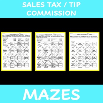 Preview of Finding Sales Tax, Tip, and Commission Mazes