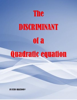Preview of FINDING THE DISCRIMINANT OF A QUADRATIC EQUATION