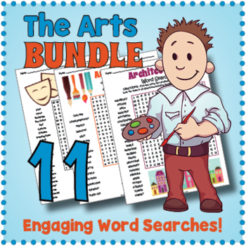Preview of (4th 5th 6th 7th Grade) FINE ARTS BUNDLE - 11 Word Search Puzzle Worksheets