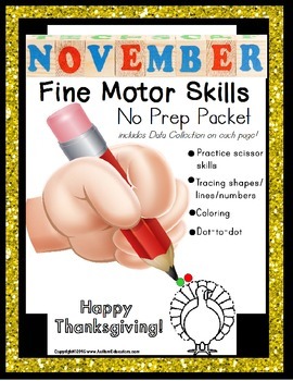 Preview of November FINE MOTOR Activities Worksheet Packet for Special Education and OT