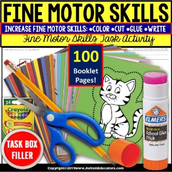 Preview of FINE MOTOR Skills Nouns | Independent Work Packet BOOKLETS | “Task Box Filler”