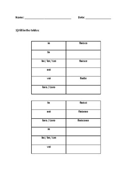 Preview of FINIRE Conjugation Worksheets | Present Tense | Il Verbo FINIRE in presente