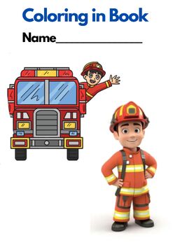 Preview of FIRE FIGHTERS + FIRE TRUCKS COMBO, COLORING in Book (46 pages), US spelling