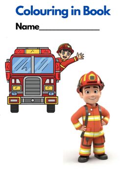 Preview of FIRE FIGHTERS + FIRE TRUCKS COMBO, COLOURING in Book (46 pages), UK spelling