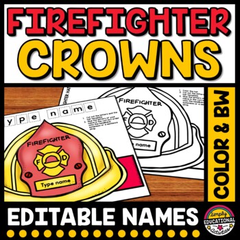 Preview of FIRE SAFETY WEEK CRAFT CROWN PRINTABLE NAME FIREFIGHTER HAT ACTIVITY WORKSHEET