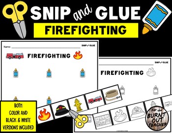 Preview of FIRE SNIP & GLUE cut paste fine motor snipping worksheet PreK OT cutting October