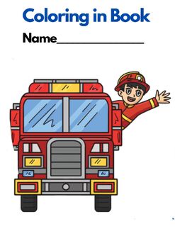 Preview of FIRE TRUCKS (FIREMEN / FIREMAN) COLORING in Book (26 pages), US spelling