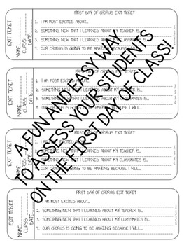 FIRST DAY OF CHORUS EXIT TICKETS by The Music Teacher Store | TPT