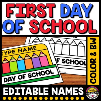 Preview of 1ST DAY OF SCHOOL CRAFT EDITABLE CROWN ACTIVITY KINDERGARTEN COLORING PAGE HAT