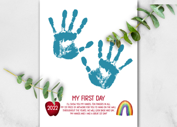 Preview of FIRST DAY OF SCHOOL HANDPRINT CRAFT & POEM, BACK TO SCHOOL ACTIVITY FOR KIDS