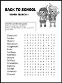 FIRST DAY OF SCHOOL Word Search Puzzle Worksheet