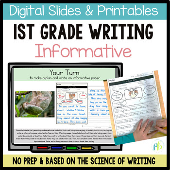 Preview of 1ST GRADE STRUCTURED LITERACY INFORMATIVE WRITING CURRICULUM with PROMPTS