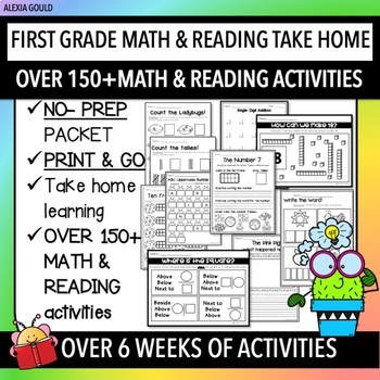 FIRST GRADE MATH & READING TAKE HOME PACKET-- Over 150+ Activities